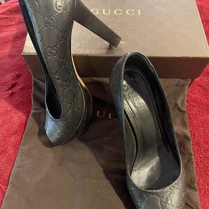 Gucci Black Embossed Heels